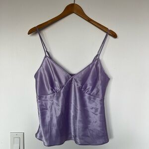 Vintage La Vie en Rose Satin Purple Sleep Set Size Small with Adjustable Straps
